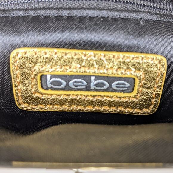Bebe Gold Leather Mini Bag Rhinestones and Bow - Picture 5 of 9